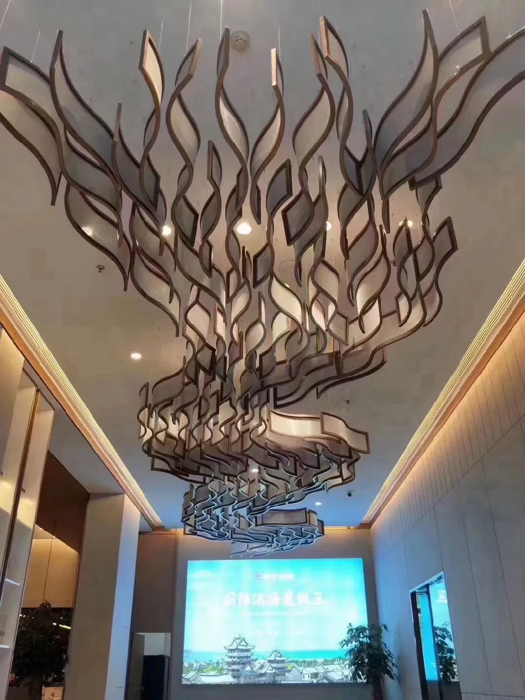 Glass Acrylic S Piece Aerial Hanging Decoration Sales Office Hotel Decoration Ceiling Pendant Light.