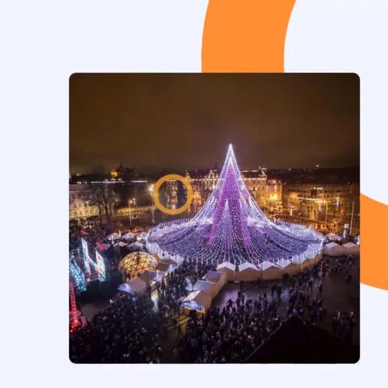 Árvore de Natal gigante artificial de 10m e luzes LED para decoração quadrada