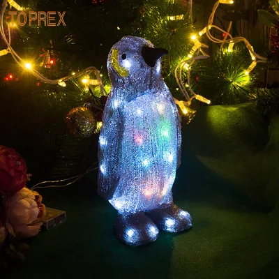 Toprex decoração 3d acrílico alto brilho design de iluminação natal iluminado pinguim animado exibição ao ar livre luz animal