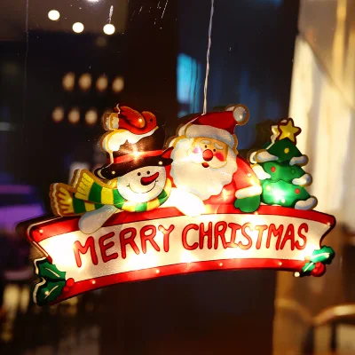 Luzes de Natal com gancho de ventosa para decoração de vitrine